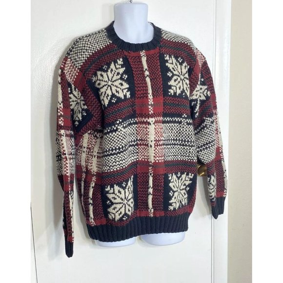 NWT Tommy Hilfiger Hand Knit Thick Wool Blend Sweater Fair Isle $235 Men's L - Picture 2 of 12